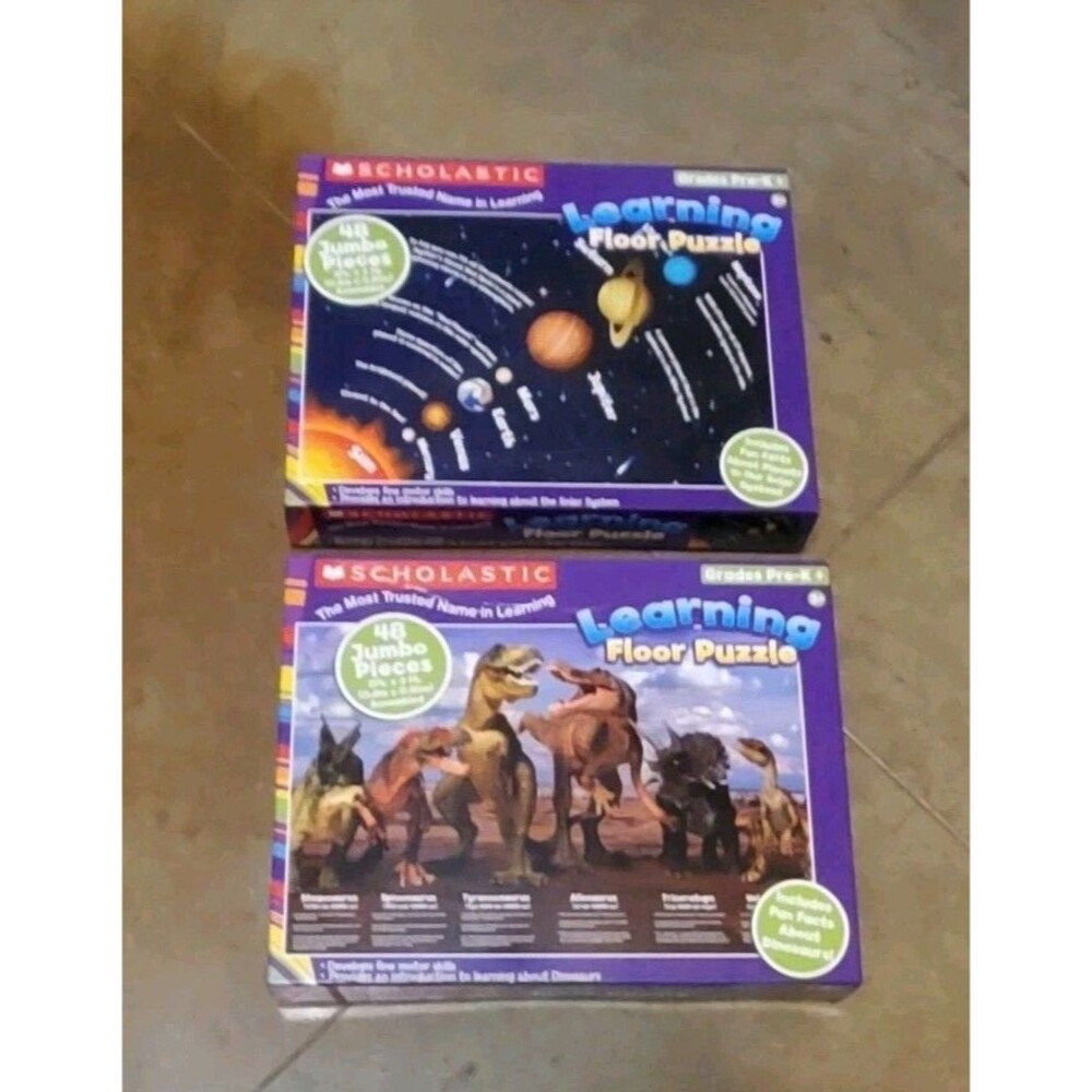 Dinosaur & Solar System Puzzles Scholastic 48pc Pre-K+, 3+ Puzzle - 2 Pack